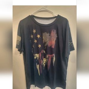 Mens XL Patriotic Skull American Flag Shirt